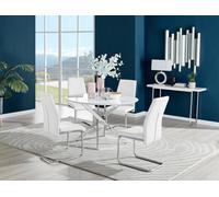 Novara White High Gloss 120cm Dining Table 4 Lorenzo Chairs - White