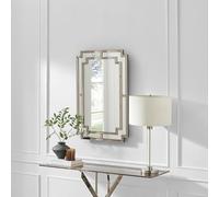 Furniturebox UK Opaline Grey Large Rectangle Wall Mirror 90x60cm - Ornate Art Deco Style with Smoked Grey Reflective Frame - Horizontal or Vertical Hanging For Living Room, Bedroom, Hallway