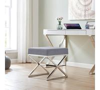 Oxford Modern Grey Velvet And Silver Chrome Stool - Grey
