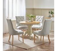 FurnitureboxUK Padstow Wooden Extending Dining Table & 4 Belgravia Chairs in Cream | Size: 4 Person FurnitureboxUK Cream 4 Person