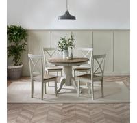 Furniturebox Uk Padstow Grey Wooden Extending Dining Table & 4 Millford Chairs