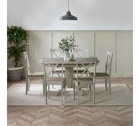 FurnitureboxUK Padstow Wooden Extending Dining Table & 6 Millford Chairs in Grey FurnitureboxUK Grey