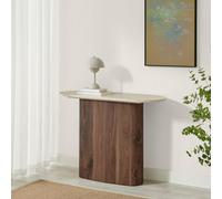 FurnitureboxUK Penrose Rounded Walnut Wood & Marble Effect Console Table FurnitureboxUK Walnut