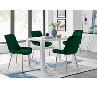 Furniturebox Uk Pivero 4 White Dining Table And 4 Green Pesaro Gold Leg Chairs