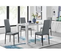 Furniturebox Uk Pivero 4 White Dining Table And 4 Grey Milan Black Leg Chairs