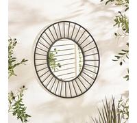 Furniturebox Uk Raya Black Medium Round Spoke 70Cm Garden Mirror