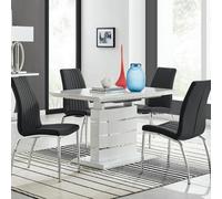 Furniturebox Uk Renato 120Cm High Gloss Extending Dining Table And 4 Black Isco Chairs