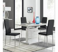 Furniturebox Uk Renato 120Cm High Gloss Extending Dining Table And 4 Black Milan Chairs