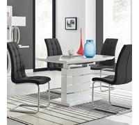 Furniturebox Uk Renato 120Cm High Gloss Extending Dining Table And 4 Black Murano Chairs