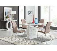 Furniturebox Uk Renato 120Cm High Gloss Extending Dining Table And 4 Cappuccino Isco Chairs