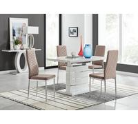 Furniturebox Uk Renato 120Cm High Gloss Extending Dining Table And 4 Cappuccino Milan Chairs