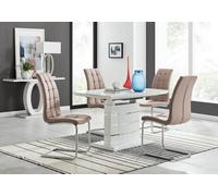 Furniturebox Uk Renato 120Cm High Gloss Extending Dining Table And 4 Cappuccino Murano Chairs