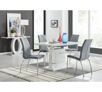 Furniturebox Uk Renato 120Cm High Gloss Extending Dining Table And 4 Grey Isco Chairs