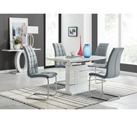 Furniturebox Uk Renato 120Cm High Gloss Extending Dining Table And 4 Grey Murano Chairs