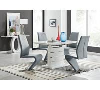 Furniturebox Uk Renato 120Cm High Gloss Extending Dining Table And 4 Grey Willow Chairs