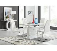 Furniturebox Uk Renato 120Cm High Gloss Extending Dining Table And 4 White Murano Chairs