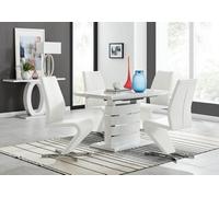 Furniturebox Uk Renato 120Cm High Gloss Extending Dining Table And 4 White Willow Chairs