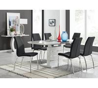Furniturebox Uk Renato 120Cm High Gloss Extending Dining Table And 6 Black Isco Chairs