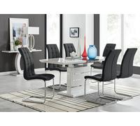 Furniturebox Uk Renato 120Cm High Gloss Extending Dining Table And 6 Black Murano Chairs