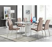Furniturebox Uk Renato 120Cm High Gloss Extending Dining Table And 6 Cappuccino Isco Chairs