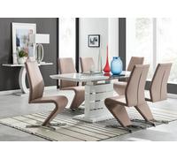 Furniturebox Uk Renato 120Cm High Gloss Extending Dining Table And 6 Cappuccino Willow Chairs