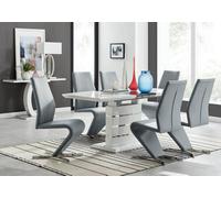 Furniturebox Uk Renato 120Cm High Gloss Extending Dining Table And 6 Grey Willow Chairs