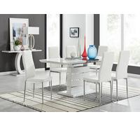 Furniturebox Uk Renato 120Cm High Gloss Extending Dining Table And 6 White Milan Chairs