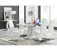 Furniturebox Uk Renato 120Cm High Gloss Extending Dining Table And 6 White Willow Chairs