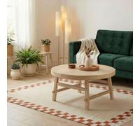 FurnitureboxUK Rockies Round White Oak Wood Coffee Table in Light Brown FurnitureboxUK Light Brown