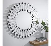 Furniturebox UK Round Wall Mirror - Starburst Round Small - Ideal For Living Room, Bedroom, Hallway - Contemporary Modern Small Silver Circle Mirror (60x60cm)