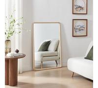 Furniturebox UK 'Rowena' Full Length Wooden Floor Mirror 120x80cm, Long Rectangle Simple Mid-Century Oak Wood Frame For Bedroom, Living Room, Hallway, Vertical & Horizontal Hanging Home Accessory