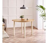FurnitureboxUK Salcombe Round 4-Seater Solid Wood Dining Table In Cream with Oak Colour Top FurnitureboxUK Cream