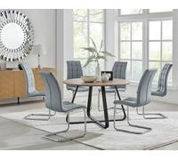 FurnitureboxUK Santorini Brown Round Dining Table & 4/6 Murano Chairs in Grey FurnitureboxUK Grey