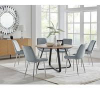 FurnitureboxUK Santorini Brown Round Dining Table & 4/6 Pesaro Silver Leg Chairs in Grey FurnitureboxUK Grey