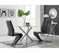 Furniturebox Uk Selina Round Dining Table And 2 Black Willow Chairs