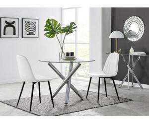 Furniturebox Uk Selina Round Dining Table And 2 White Corona Black Leg Chairs