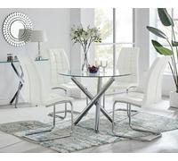 Furniturebox Uk Selina Round Dining Table And 4 White Murano Chairs