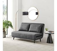 Furniturebox Uk Sofa Bed - 'bobby' Dark Grey Fabric 2 Seat Sofa Unfolds Into Single - Fold Out Guest Bed