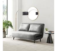FurnitureboxUK Bobby Compact Futon Inspired Sofa Bed Upholstered In Soft Velvet in Grey | Size: Medium FurnitureboxUK Grey Medium