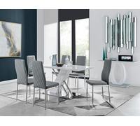 Furniturebox Uk Sorrento White High Gloss And Chrome Dining Table And 6 Elephant Grey Milan Dining Chairs