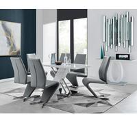 Furniturebox Uk Sorrento White High Gloss And Chrome Dining Table And 6 Elephant Grey Willow Dining Chairs