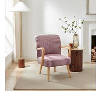 Furniturebox Uk Sylvie Accent Chair Berry And Cream Stripe Oak Effect Legs
