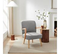 Furniturebox Uk Sylvie Accent Chair Black And Cream Stripe Oak Effect Legs