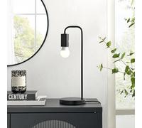 Furniturebox UK Table Lamp - Lola - Modern Desk Table Light - Black Metal - Exposed Bulb - Contemporary Minimalist Industrial Lighting - Simple Living Room Office or Bedside Lighting