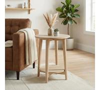 FurnitureboxUK Tacoma Round White Oak Wood Side Table in Light Brown FurnitureboxUK Light Brown