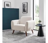 FurnitureboxUK Teddy Soft Boucle Fleece Retro Sofa In A Box in White | Size: Armchair FurnitureboxUK White Armchair