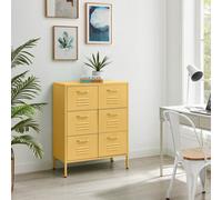 FurnitureboxUK Teksi Modern Metal 6 Drawer Sideboard in Mustard FurnitureboxUK Mustard