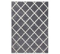 Furniturebox UK Toscana Moroccan Lattice Two-Tone Rug in Grey and Cream, 160x220cm