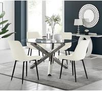 Furniturebox Uk Vogue Round Dining Table And 4 Cream Pesaro Black Leg Chairs