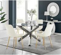 Furniturebox Uk Vogue Round Dining Table And 4 Cream Pesaro Gold Leg Chairs